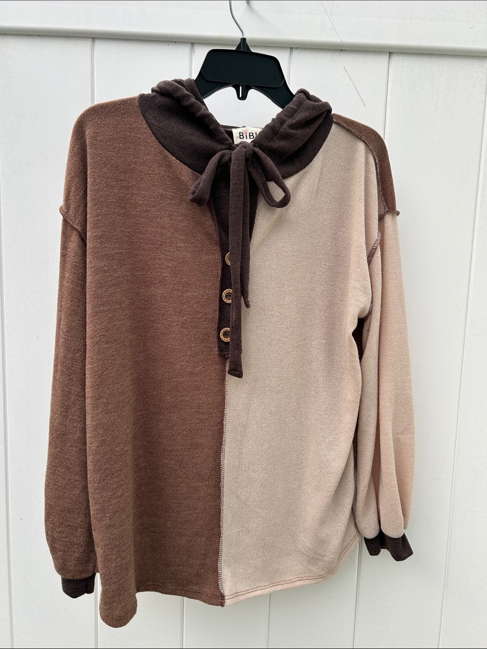 BiBi Stylish Color Block pullover hoodie Large - Picture 3 of 10